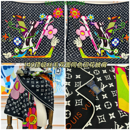 Louis Vuitton Silk & Wool Square Scarf, 140cm - Iconic Monogram Design