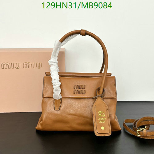 Miu Miu Genuine Leather Top Handle Bag, 23cm - Stylish and Functional