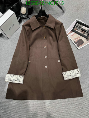 Loro Piana NC1515 Brown Lyocell Trench Coat with Lace Cuff Detail