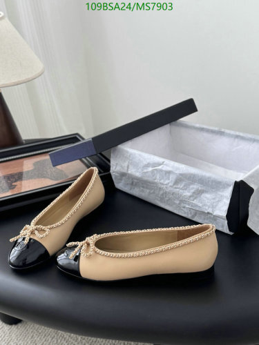 Chanell Women's Beige & Black Leather Ballet Flats with Bow Detail, Size EU35-43