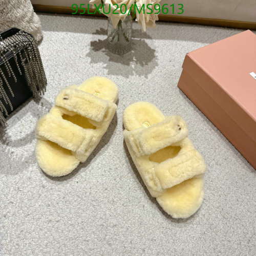 Miu Miu Women's Shearling Slides Sandals, MS9613, Size EU35-EU41