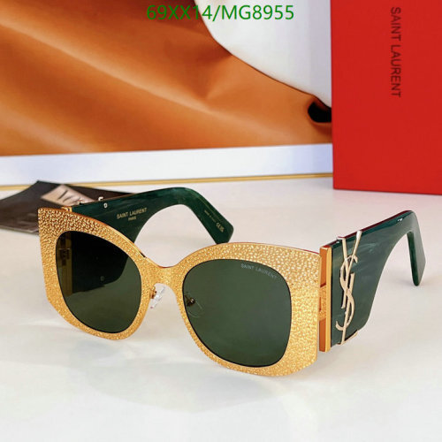 Saint Laurent MG8955 Gold Glitter Cat Eye Sunglasses | 54-22-145