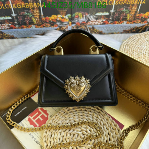 Dolce & Gabbana Devotion Flap Bag in Black Leather with Gold-Tone Hardware