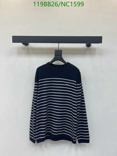 Prada Striped Wool Sweater, Long Sleeve, Navy and White, Sizes S-L