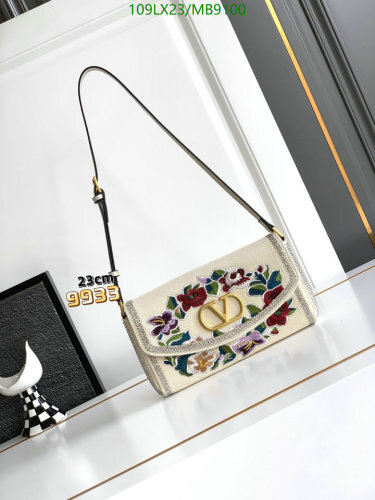 Valentino Embroidered Genuine Leather Shoulder Bag - 23 x 14 x 4.5 cm