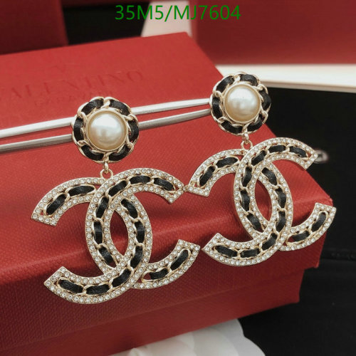 Chanel CC Pearl Drop Earrings, Gold Finish, Black Leather Inlay