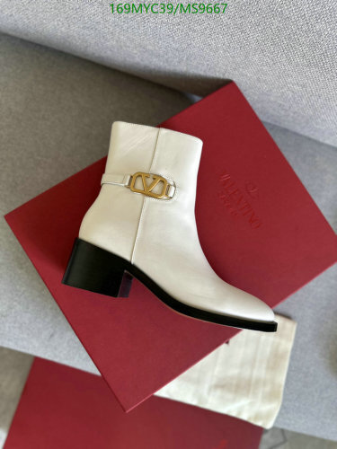 Valentino Garavani Women's White Leather Ankle Boots with Block Heel
