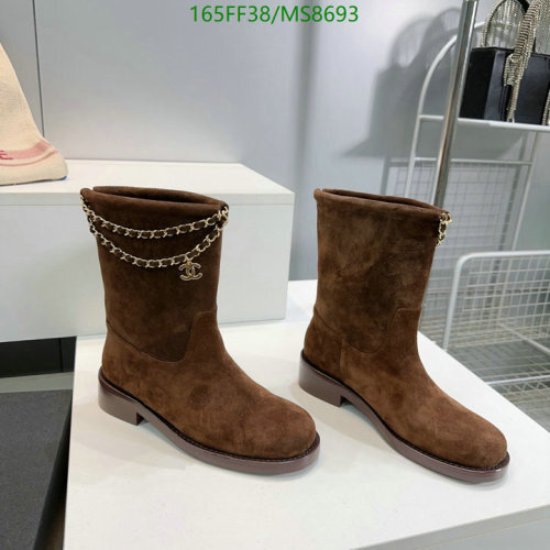 Chanel Women's Brown Suede Ankle Boots with Chain Detail - EU Sizes 35-41