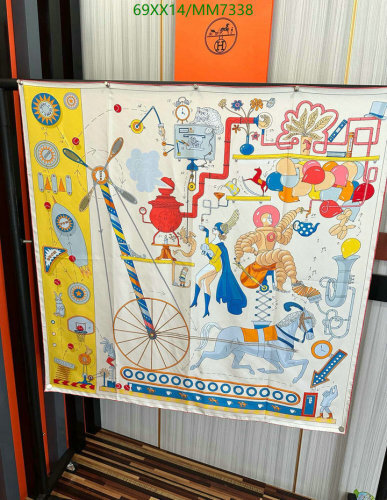 Hermès Silk Scarf 90x90cm - Whimsical Design, Luxury Fashion Accessory