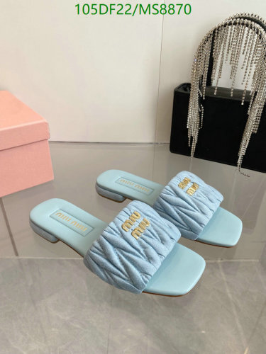 Miu Miu Women's MS8870 Quilted Slide Sandals in Blue, EU 35-41