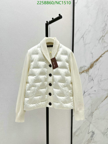 Loro Piana Women's White Goose Down Jacket with Knit Sleeves