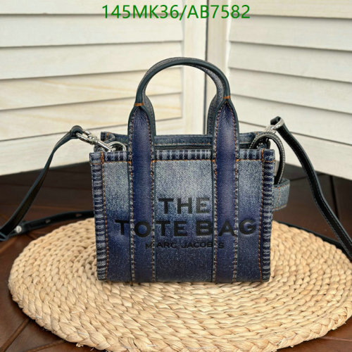 Marc Jacobs The Tote Bag Denim Mini Bag, 18CM, Leather Trim, Crossbody Strap