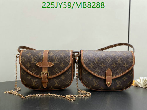 Louis Vuitton Brown Coated Canvas Leather Loop Crossbody Bag 19 x 14 x 6 cm