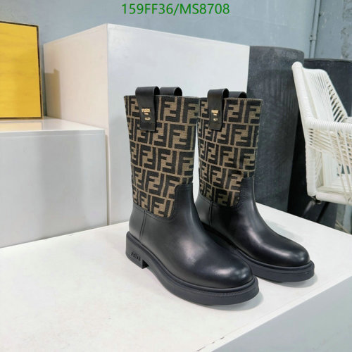 Fendi Women's Black Leather Boots With Signature FF Logo, EU Size 35-40