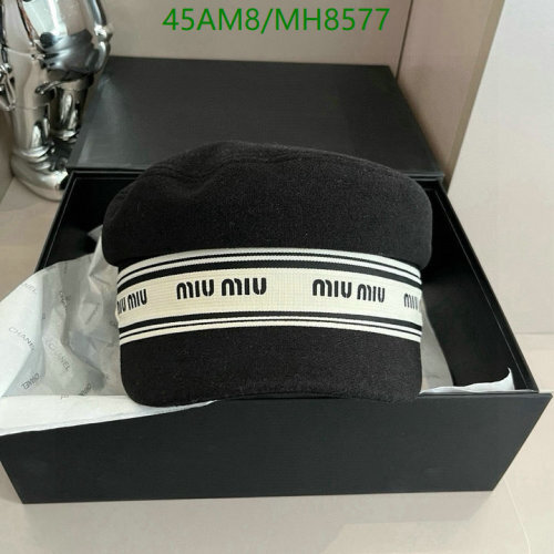 Miu Miu Women's Black Wool Beret Hat with Logo Band - Stylish and Chic
