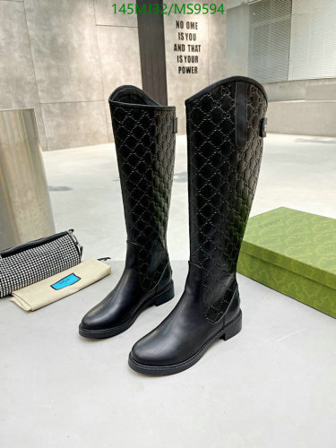 Gucci Women's Tall Boots in Black Leather with Embossed GG Monogram