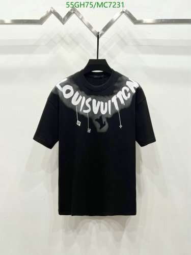 Louis Vuitton Men's Black Cotton T-Shirt with White Graffiti Logo - S to XL