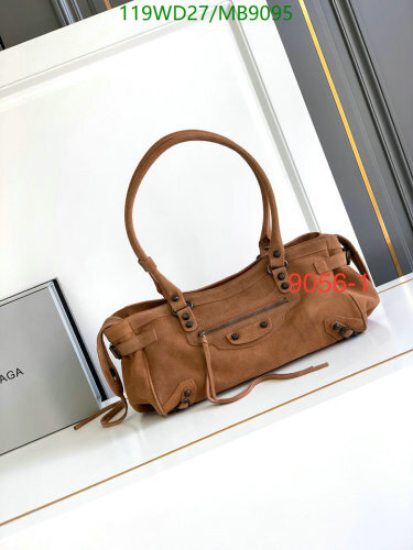 Balenciaga Le Cagole Shoulder Bag in Brown Suede Leather, 40 x 17.7 x 15cm