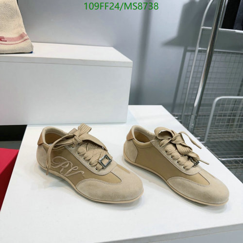 Roger Vivier Women's Suede Sneakers, Beige Sheepskin Leather, EU Size 35-40