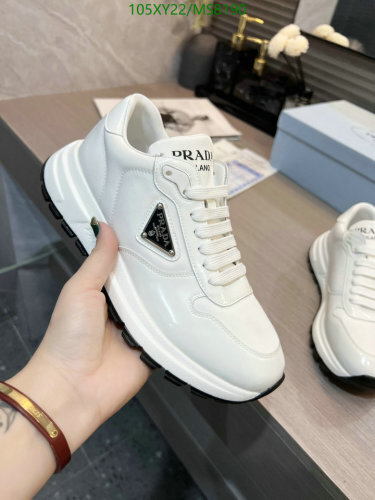 Prada Leather Sneakers for Women, White Lace-Up Trainers, EU35-46 Unisex