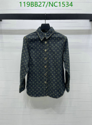 Louis Vuitton Monogram Denim Shirt, Long Sleeve Button-Down, Women's Fashion