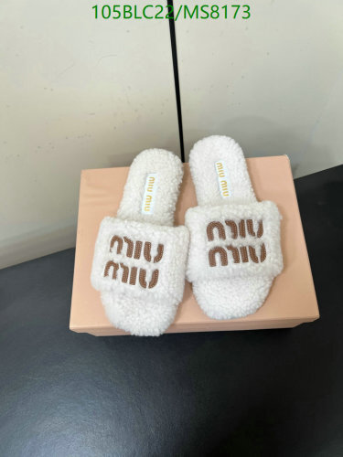 Miu Miu Women's White Wool Shearling Slides Sandals, EU35-EU40
