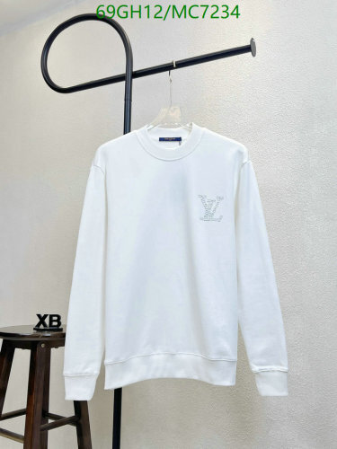 Louis Vuitton White Cotton Sweatshirt with Rhinestone LV Logo, S-XL