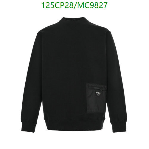 Prada Men's Black Cotton Sweatshirt With Pocket Long Sleeve Pullover Top