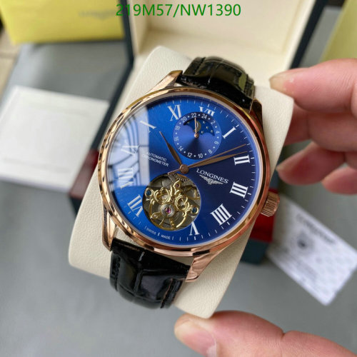 Longines Elegant Automatic Watch, Blue Dial, Leather Strap, 40mm - NW1390