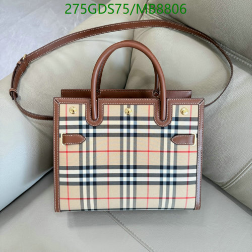Burberry Genuine Leather & Canvas Top Handle Bag | Iconic Check Pattern, Luxury Design