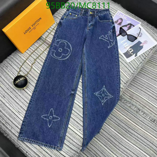 Louis Vuitton Women's Denim Jeans With Monogram, Blue, Sizes S-M-L