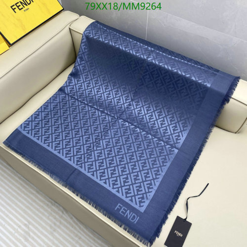 Fendi Navy Blue Silk & Wool Blend Scarf with FF Motif - 140x140cm