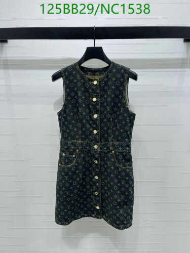 Louis Vuitton Monogram Denim Mini Dress Sleeveless Button-Up, Size S-L