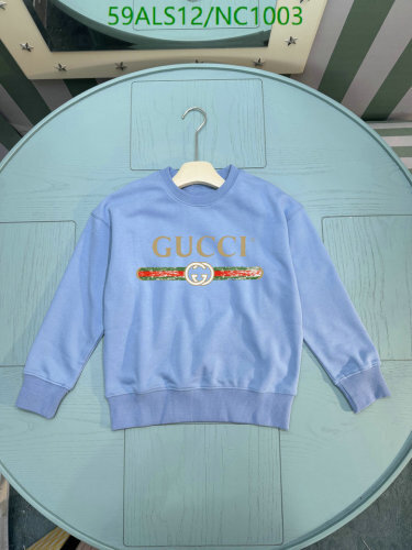 Gucci Kids' Blue Cotton Blend Sweatshirt with Iconic Logo Detailing
