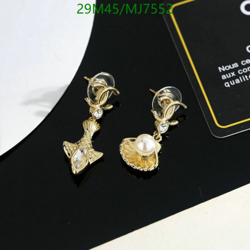 Elegant Chanel Gold-Tone Earrings with Shell and Crystal Accents - Style MJ7552