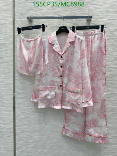 Dior Women's Pink Toile de Jouy Printed Silk Pajama Set - Three-Piece Loungewear