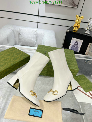 Elegant White Leather Ankle Boots with Gold Hardware by Gucci - Women's Shoes