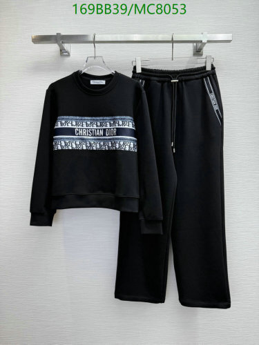 Dior Women's Black Cotton Blend Sweatshirt and Wide-Leg Pants Set