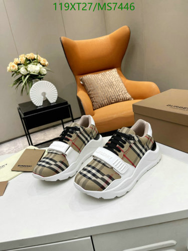 Burberry Check Pattern Sneakers Women's Shoes, Cowhide Leather, MS7446 7 Burberry Check Pattern Sneakers Women's Shoes, Cowhide Leather, MS7446