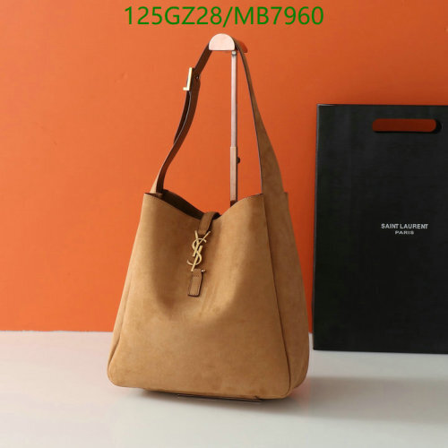 Yves Saint Laurent Brown Suede Leather Hobo Bag 30 x 31 x 13 cm