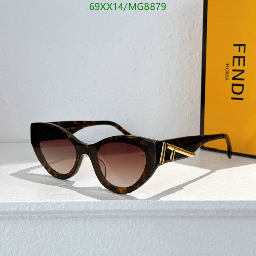 Fendi MG8879 Cat Eye Sunglasses, Brown Frame, Brown Gradient Lenses, Size 63-15-145