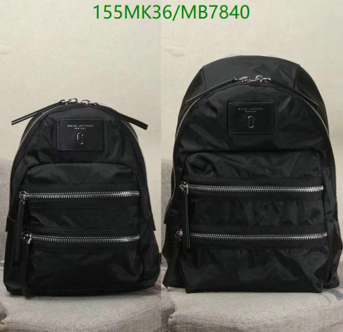 Marc Jacobs Black Canvas Backpack with Genuine Leather Details - MB7840