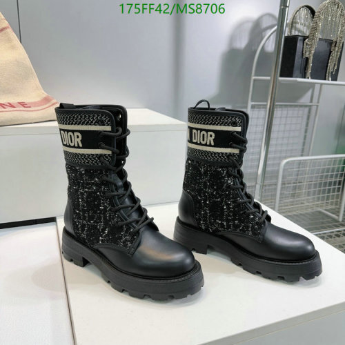 Dior Women's Black Cowhide Lace-Up Combat Boots - EU35-EU41