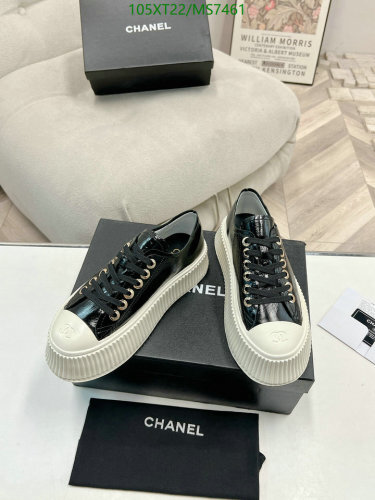 Chanel Women's Black & White Leather Platform Sneakers, EU 35-41