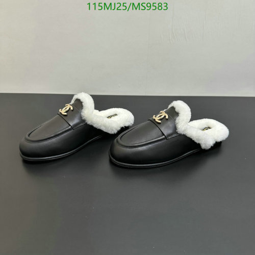 Chanel Women's MS9583 Black Leather & Wool Mules - EU35-41