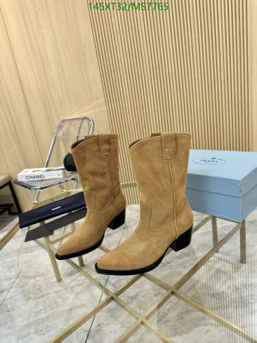 Prada Women's Western Boots Cowhide Leather, Stylish and Comfortable, EU35-EU42