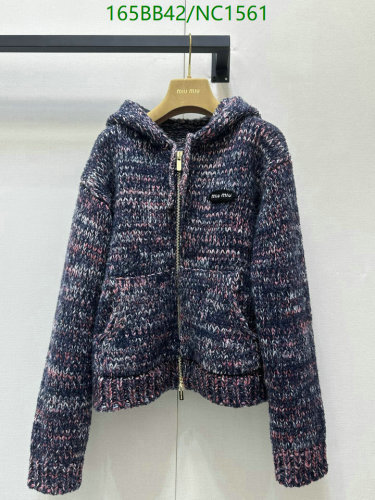 Miu Miu Wool-Cashmere Blend Knit Zip-Up Hoodie, Navy & Pink, Women's Size S-L