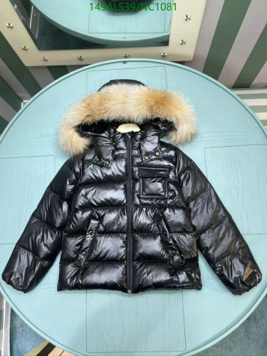 Moncler Kids' Black Down-Filled Padded Jacket with Fur-Trimmed Hood