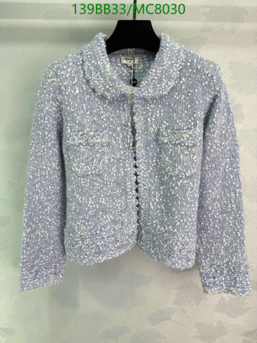 Chanel Women's Blue Cotton Blend Tweed Jacket with Button Closure - Size S-L