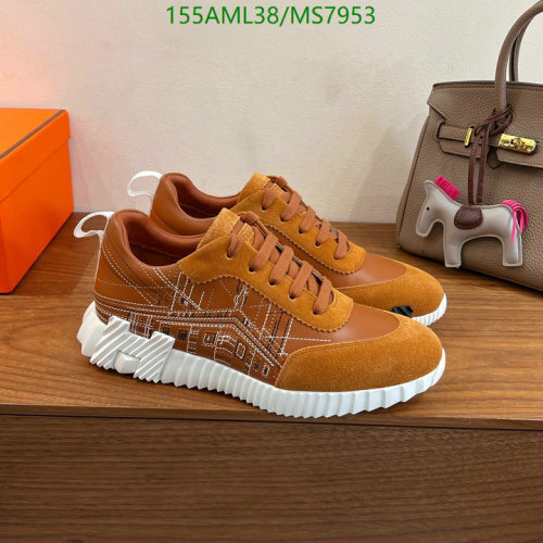 Hermes Men's Sneakers in Brown Leather with White Sole, EU Size 35-45